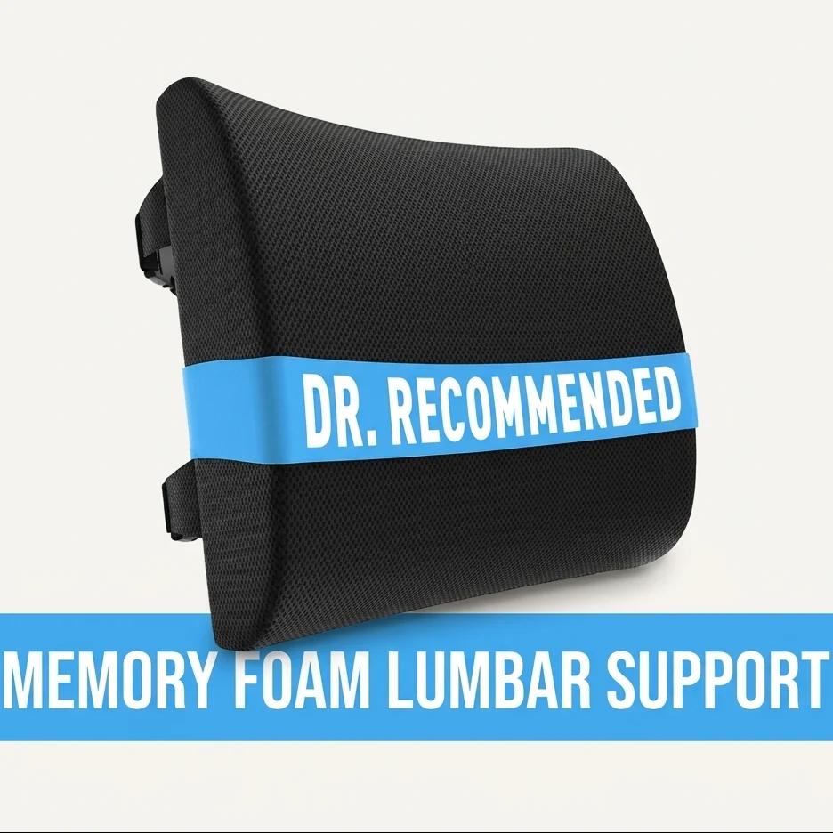 Black memory foam lumbar support pillow